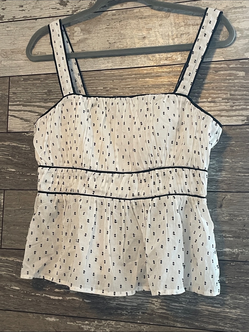 GAP White Peplum Camisole with Black Piping